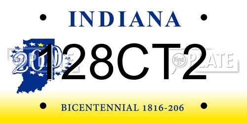 128CT2 Indiana License Plate