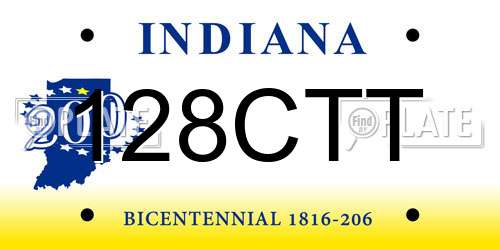 128CTT Indiana License Plate