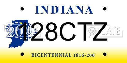 128CTZ Indiana License Plate
