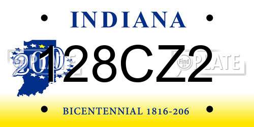 128CZ2 Indiana License Plate