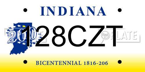 128CZT Indiana License Plate