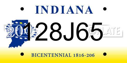 128J65 Indiana License Plate