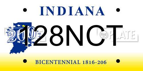 128NCT Indiana License Plate