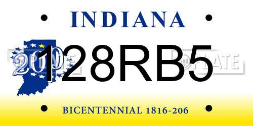 128RB5 Indiana License Plate