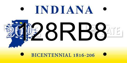 128RB8 Indiana License Plate