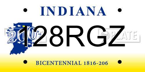 128RGZ Indiana License Plate