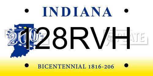 128RVH Indiana License Plate