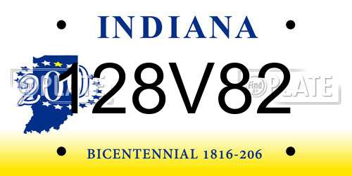 128V82 Indiana License Plate