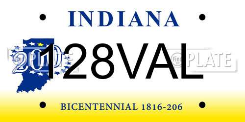 128VAL Indiana License Plate