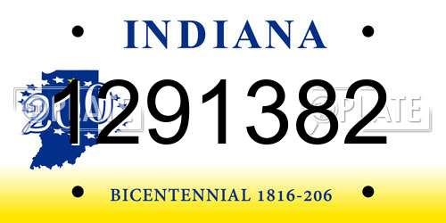 1291382 Indiana License Plate