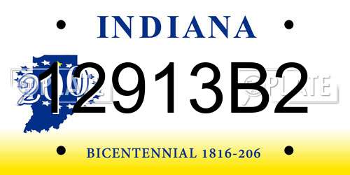 12913B2 Indiana License Plate