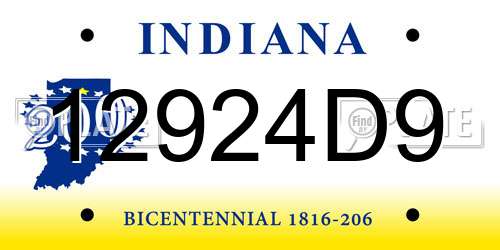 12924D9 Indiana License Plate