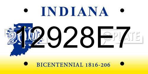 12928E7 Indiana License Plate