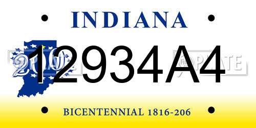 12934A4 Indiana License Plate