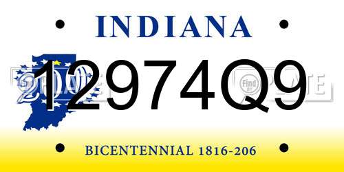 12974Q9 Indiana License Plate