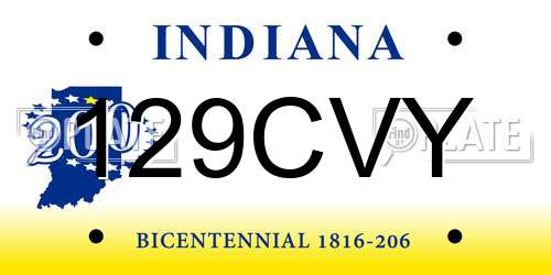 129CVY Indiana License Plate
