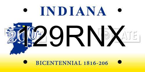 129RNX Indiana License Plate