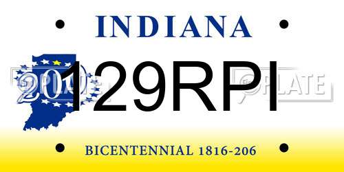 129RPI Indiana License Plate