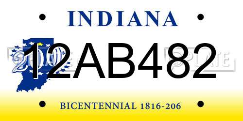 12AB482 Indiana License Plate