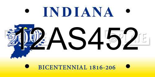 12AS452 Indiana License Plate
