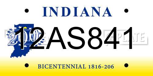 12AS841 Indiana License Plate