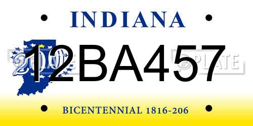 12BA457 Indiana License Plate