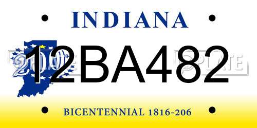 12BA482 Indiana License Plate