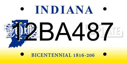 12BA487 Indiana License Plate