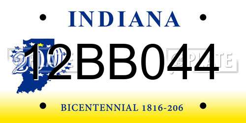 12BB044 Indiana License Plate