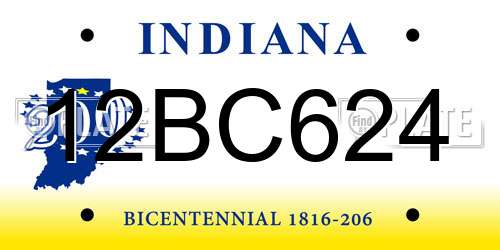 12BC624 Indiana License Plate