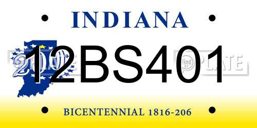 12BS401 Indiana License Plate