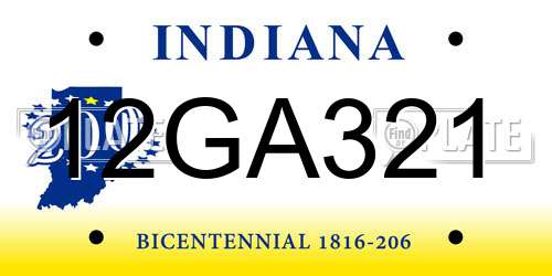 12GA321 Indiana License Plate