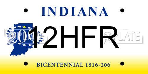 12HFR Indiana License Plate