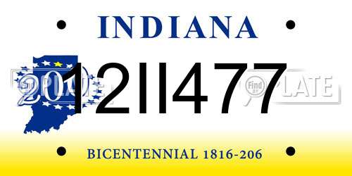 12II477 Indiana License Plate