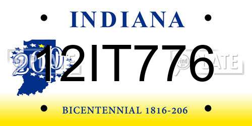 12IT776 Indiana License Plate