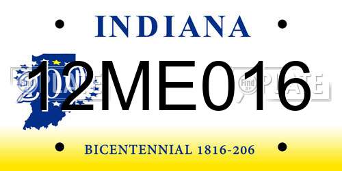 12ME016 Indiana License Plate