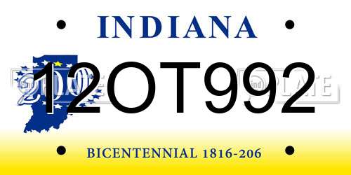 12OT992 Indiana License Plate