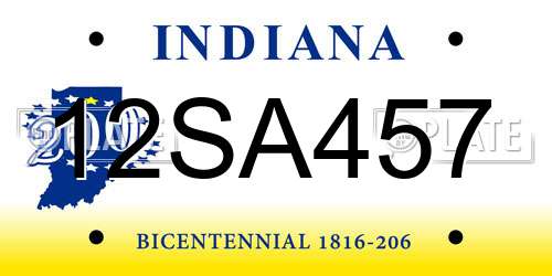 12SA457 Indiana License Plate