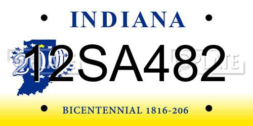 12SA482 Indiana License Plate
