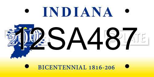 12SA487 Indiana License Plate