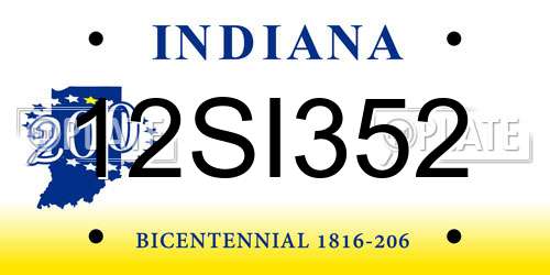 12SI352 Indiana License Plate