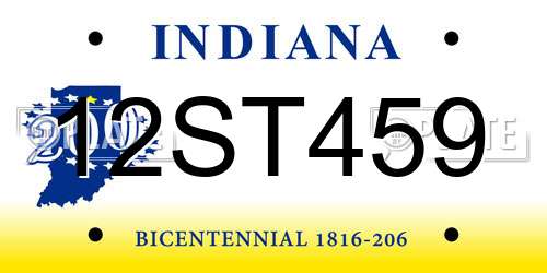 12ST459 Indiana License Plate