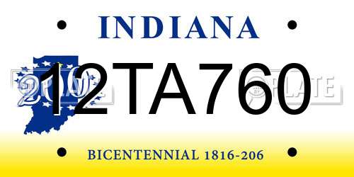 12TA760 Indiana License Plate