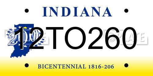 12TO260 Indiana License Plate