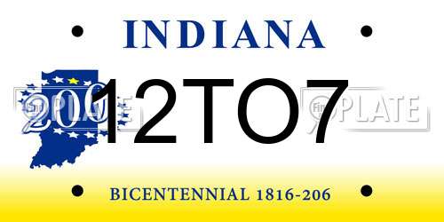 12TO7 Indiana License Plate