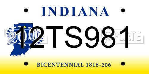 12TS981 Indiana License Plate