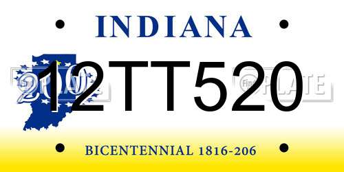 12TT520 Indiana License Plate