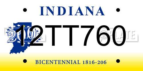 12TT760 Indiana License Plate