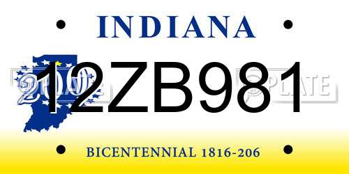 12ZB981 Indiana License Plate