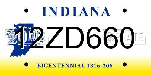 12ZD660 Indiana License Plate